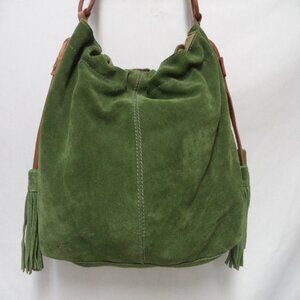 Lucky Brand Green and Brown Satchel with Tassels